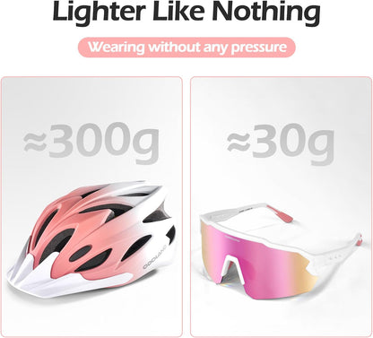 Adult Bike Helmet with Cycling Sunglasses Set for Men & Women