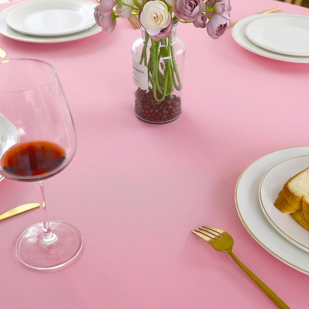 Pink Square Tablecloth, 60 x 60 Inch Waterproof Table Cloth