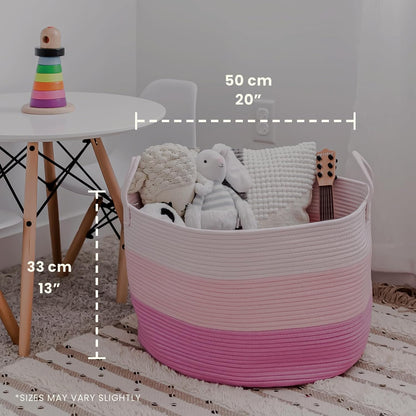 Round Toy Basket & Blanket Basket, Cotton Rope 20x13"