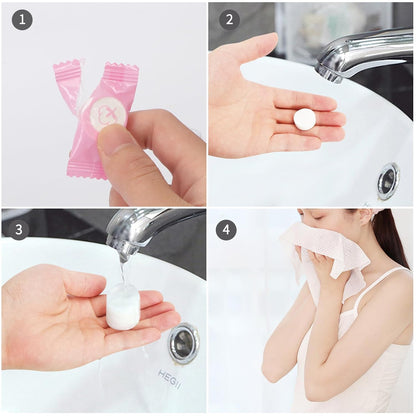 Compressed Towel - 100 PCS Mini Tablets Disposable Portable Face Towel,Soft
