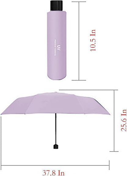 Rainproof and Sunshade Manual Umbrella, 37.8 Inch x 25.6 Inch 8 Ribs Blue Windproof Folding Umbrella for Outdoors and Travel