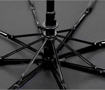 Rainproof and Sunshade Manual Umbrella, 37.8 Inch x 25.6 Inch 8 Ribs Blue Windproof Folding Umbrella for Outdoors and Travel
