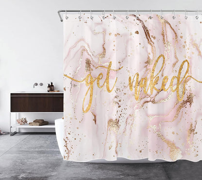 Pink Marble Shower Curtain Get Naked Bathroom Decor,72x72 Inch