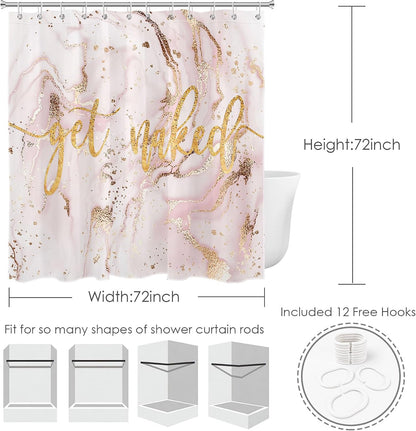 Pink Marble Shower Curtain Get Naked Bathroom Decor,72x72 Inch