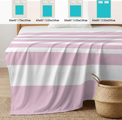 Cooling Blanket 50"x60", Modern Striped Lines Summer Cooling Blanket Breathable Lightweight Ice Blankets Pink and White Blankets for Night Sweats