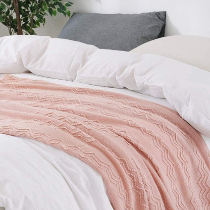 Pink Throw Blanket 50x60 Inch Boho Knitted Soft Throw Sofa Blanket