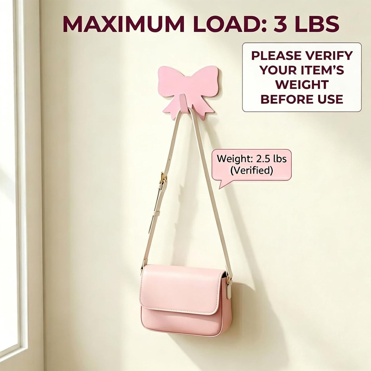 8 Pcs Cute Adhesive Wall Hooks,Small Kawaii Bow Knot Decor Hook for Hanging