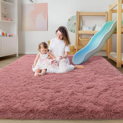 Soft Shag Rugs for Girls Bedroom, Fluffy Washable 4x6 Blush Pink