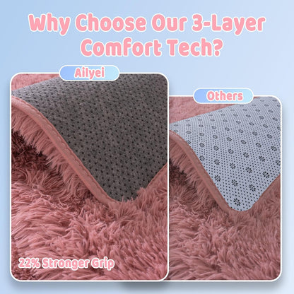 Soft Shag Rugs for Girls Bedroom, Fluffy Washable 4x6 Blush Pink