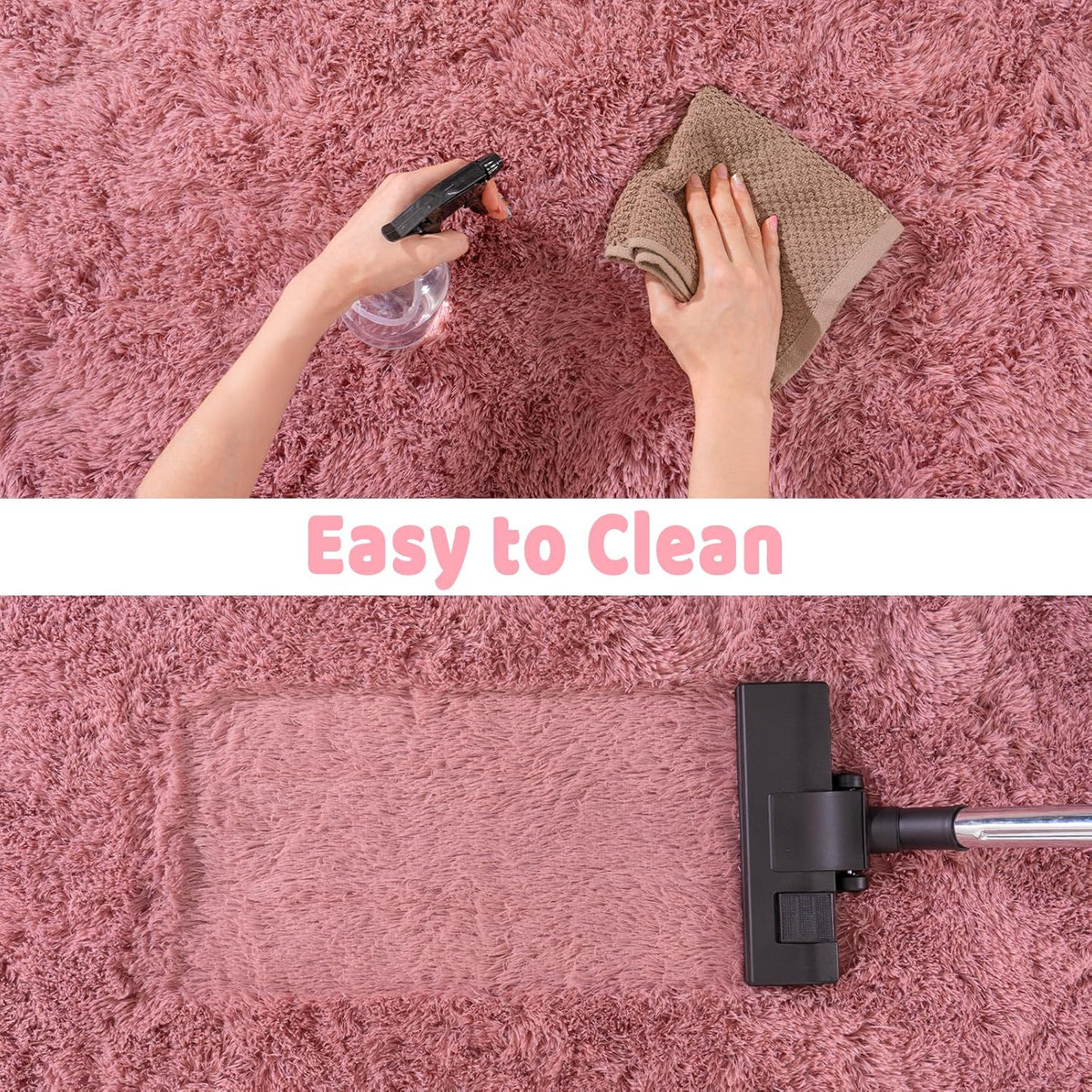 Soft Shag Rugs for Girls Bedroom, Fluffy Washable 4x6 Blush Pink