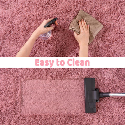 Soft Shag Rugs for Girls Bedroom, Fluffy Washable 4x6 Blush Pink