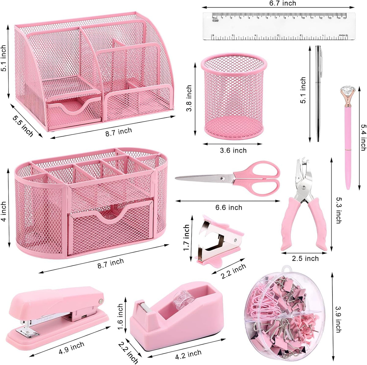 17 IN 1 Office Desk Organizer Set for Back to School Supplies Accessories