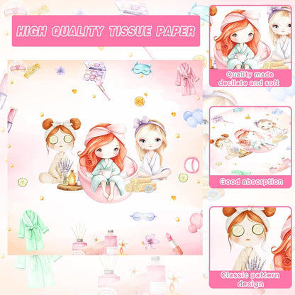140PCS Spa Party Supplies Pink Makeup Themed Birthday Party Decorations for Girls Child Kids Slumber Sleepover Pajama Tableware Set Plates Napkins Cups Forks Knives for 20 Guests