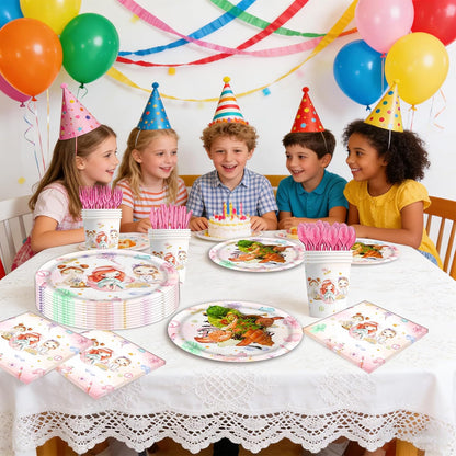 140PCS Spa Party Supplies Pink Makeup Themed Birthday Party Decorations for Girls Child Kids Slumber Sleepover Pajama Tableware Set Plates Napkins Cups Forks Knives for 20 Guests