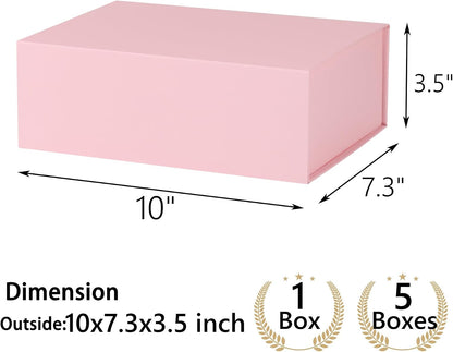 Pink Gift Box,10x7.3x3.5 Gift Boxes With Lids For Presents Includes Ribbon And Diy Printable Sticker Paper,Bridesmaid Proposal Box,Magnetic Gift Box For Birthday,Wedding,Graduation