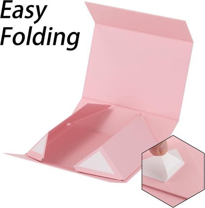 Pink Gift Box,10x7.3x3.5 Gift Boxes With Lids For Presents Includes Ribbon And Diy Printable Sticker Paper,Bridesmaid Proposal Box,Magnetic Gift Box For Birthday,Wedding,Graduation