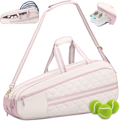 Quilted Tennis Bag for Women & Men, Holds 3‑6 Tennis Rackets