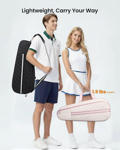 Quilted Tennis Bag for Women & Men, Holds 3‑6 Tennis Rackets