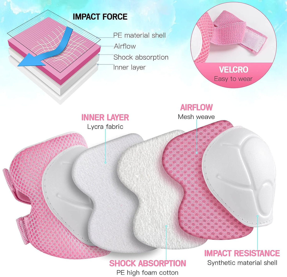 Kids Protective Gear Set Knee Pads for Kids 3-14 Years Toddler Knee and Elbow Pads with Wrist Guards 3 in 1 for Skating Cycling Bike Rollerblading Scooter