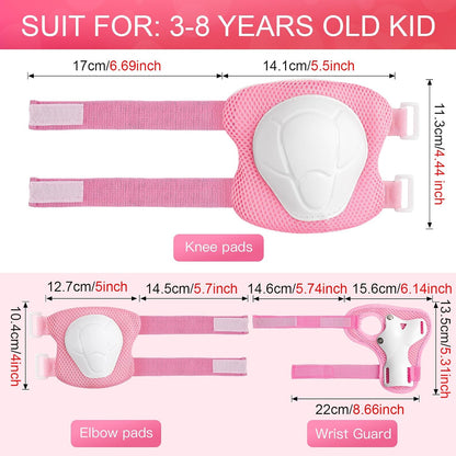 Kids Protective Gear Set Knee Pads for Kids 3-14 Years Toddler Knee and Elbow Pads with Wrist Guards 3 in 1 for Skating Cycling Bike Rollerblading Scooter