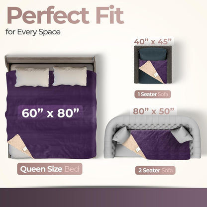 Sacred Weapon Mini Waterproof Throw Blanket for Bed, Couch, Sofa & Travel – Plush Sherpa Fleece, Mattress Protector – Absorbent, Washable, Spill Proof – for Adults, Babies & Pets – Purple 40x45