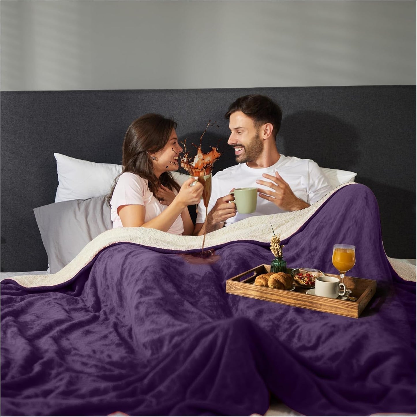 Sacred Weapon Mini Waterproof Throw Blanket for Bed, Couch, Sofa & Travel – Plush Sherpa Fleece, Mattress Protector – Absorbent, Washable, Spill Proof – for Adults, Babies & Pets – Purple 40x45