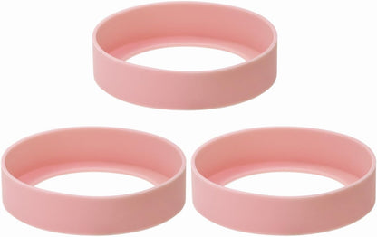 3pcs 8cm Silicon Protective Cup Mat Sleeve Heat-Resistant Bottle Holder Rubber Coaster Tumblers Protector Base Pad Non-Slip Bottom Cover Ring Accessories for Thermos Cup (Light Pink)
