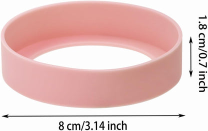 3pcs 8cm Silicon Protective Cup Mat Sleeve Heat-Resistant Bottle Holder Rubber Coaster Tumblers Protector Base Pad Non-Slip Bottom Cover Ring Accessories for Thermos Cup (Light Pink)