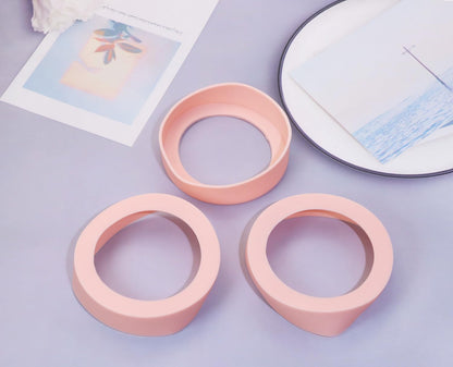 3pcs 8cm Silicon Protective Cup Mat Sleeve Heat-Resistant Bottle Holder Rubber Coaster Tumblers Protector Base Pad Non-Slip Bottom Cover Ring Accessories for Thermos Cup (Light Pink)