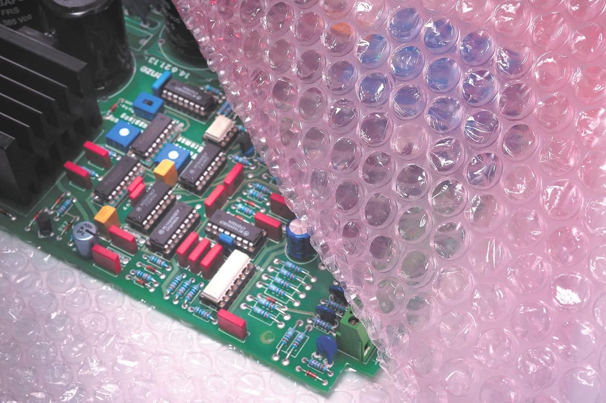 100 ft Anti-static Small Bubble Perforated Every 12” Cushioning Wrap for Moving & Shipping Bubble Packing Wrap for Extra Protection Clear Bubble Roll Moving Supplies (Pink)