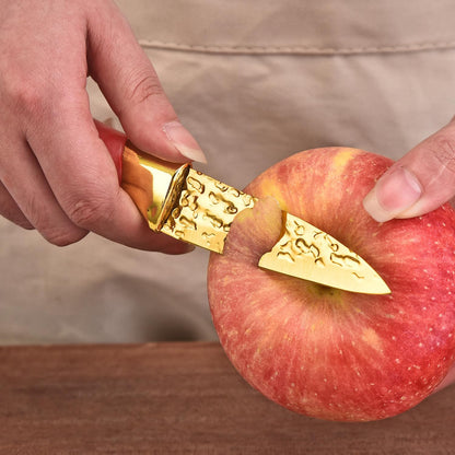 Knife Set, Non Stick Thick and Sharp Stainless Steel Kitchen Knives Set with Wood Block, 14 Pcs Cutlery Knives Block Set with Steak Knife, Bread Knife, Scissors, Chef Quality, Pink Handle, Gold Blade