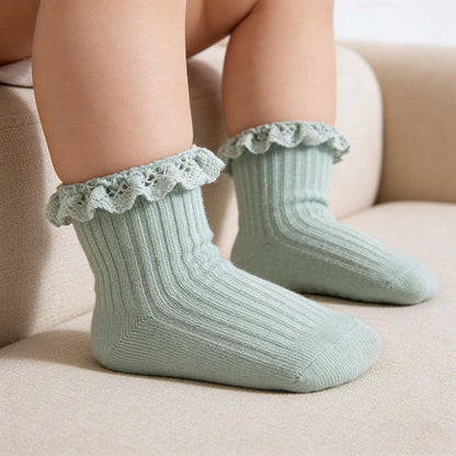 Baby Girl Ruffle Socks Non Slip Grip Socks Toddler Girls Cute Cotton Frilly Ankle Grippy Sock Newborn Infant Kids
