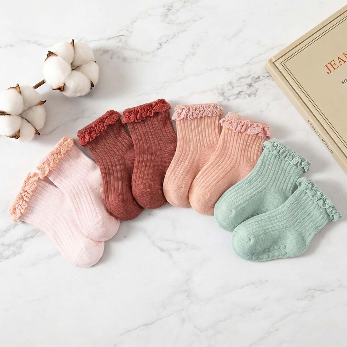 Baby Girl Ruffle Socks Non Slip Grip Socks Toddler Girls Cute Cotton Frilly Ankle Grippy Sock Newborn Infant Kids