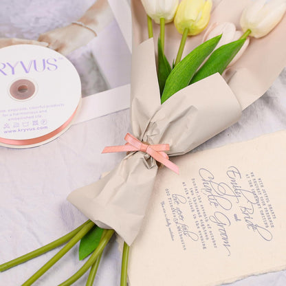 Peach Satin Ribbon, Double Faced 1/4 Inch X 50 Yards Peach Ribbon, Premium Satin Ribbon for Gift Wrapping, Crafts, Hair Bow Making, Sewing, Flower Bouquet, Wedding Party Decor