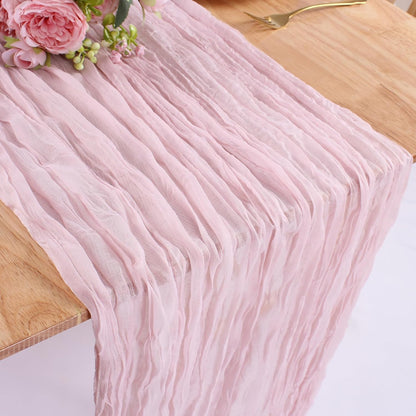 Pink Cheesecloth Table Runner 10FT Boho Rustic Sheer Cheese Cloth Table Runners 120 Inch Gauze Table Decorations for Wedding Bridal Birthday Party Home Decor