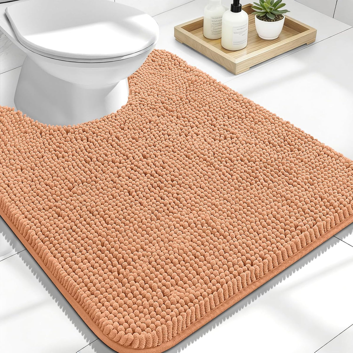 Toilet Rugs U-Shaped 24x20, Soft Absorbent Chenille Contour Rugs