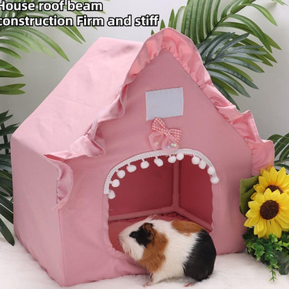 Bunny Tent Guinea Pig House Bed Cozy Hamster Cave Large Hideout for Dwarf Rabbits Hedgehog Bearded Dragon Nest Hamster Cage Accessories (Pink)