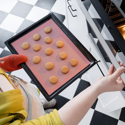 Perforated Baking Mats, 2 PCS Pink Eclair Silicone Mat for Half Sheet, Non-Stick Reusable Oven Liners for Making Bread/Pizza/Pastry/Cookie 11 5/8" x 16 1/2", Sakura Pink