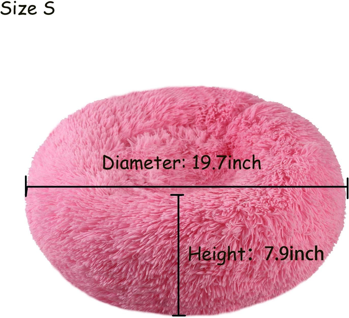 Modern Soft Plush Round Pet Bed for Cats or Small Dogs, Mini Medium Sized Dog Cat Bed Self Warming Autumn Winter Indoor Snooze Sleeping Cozy Kitty Teddy Kennel (20'' D x 8'' H, Hot Pink)