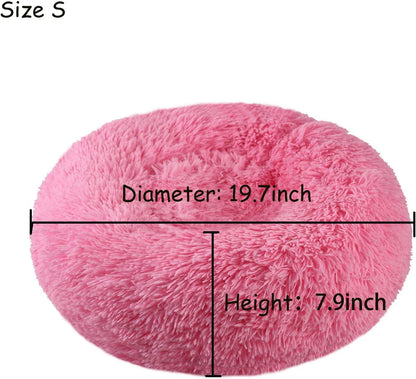 Modern Soft Plush Round Pet Bed for Cats or Small Dogs, Mini Medium Sized Dog Cat Bed Self Warming Autumn Winter Indoor Snooze Sleeping Cozy Kitty Teddy Kennel (20'' D x 8'' H, Hot Pink)