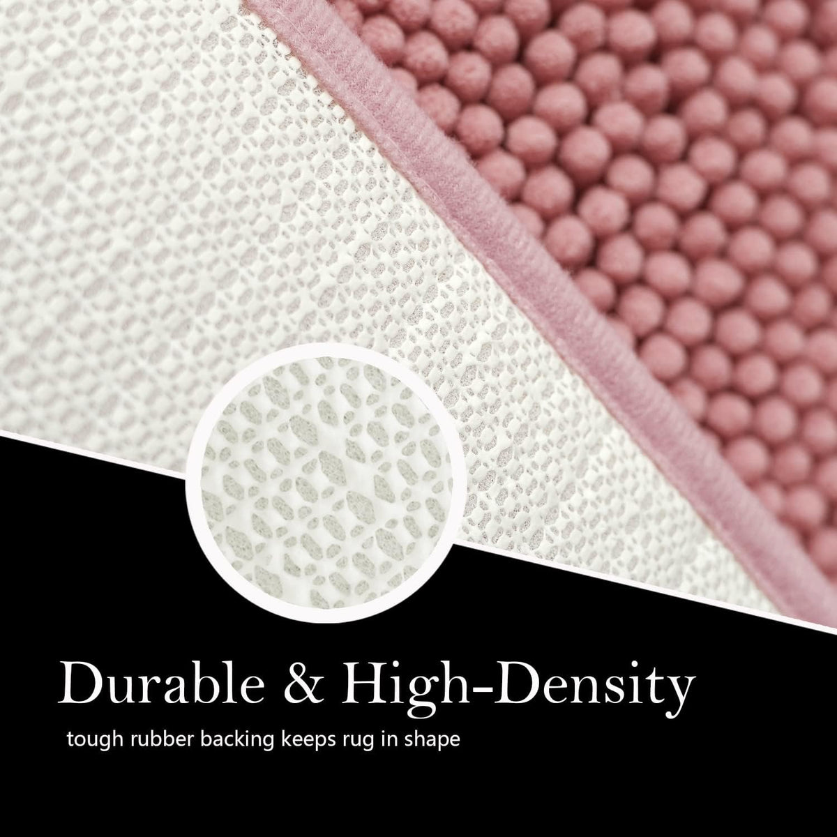 Bathroom Rugs Chenille Bath mat 2 Piece Set, Super Absorbent, Strong PVC Non Slip Backing, Bath mats for Bathroom, Plush Shaggy, Thick, Machine Washable, Bathtub, Toilet.(Deep Pink)