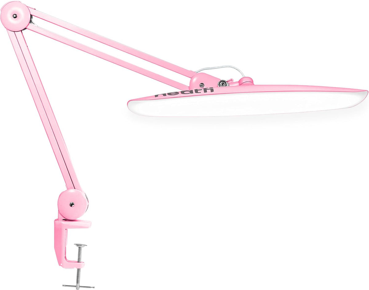 XL 2200 Lumens 24W LED Desk Lamp – Shadow-Free Task Lighting | 4-Level Dimming | Home Office & Crafts Use | 20-Inch Wide Head (Pink, Non-CCT with Clamp)
