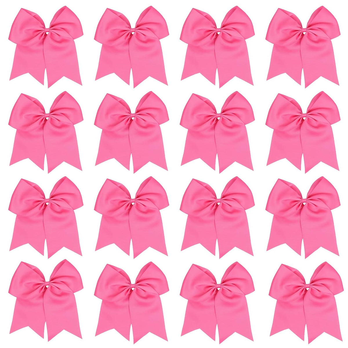 16 Pcs Large Cheer Hair Bows Grosgrain Ribbon Elastic Bands Handmade Ponytail Holder For Cheerleading Girls School College Sports Valentine'S Day (Large Pink)