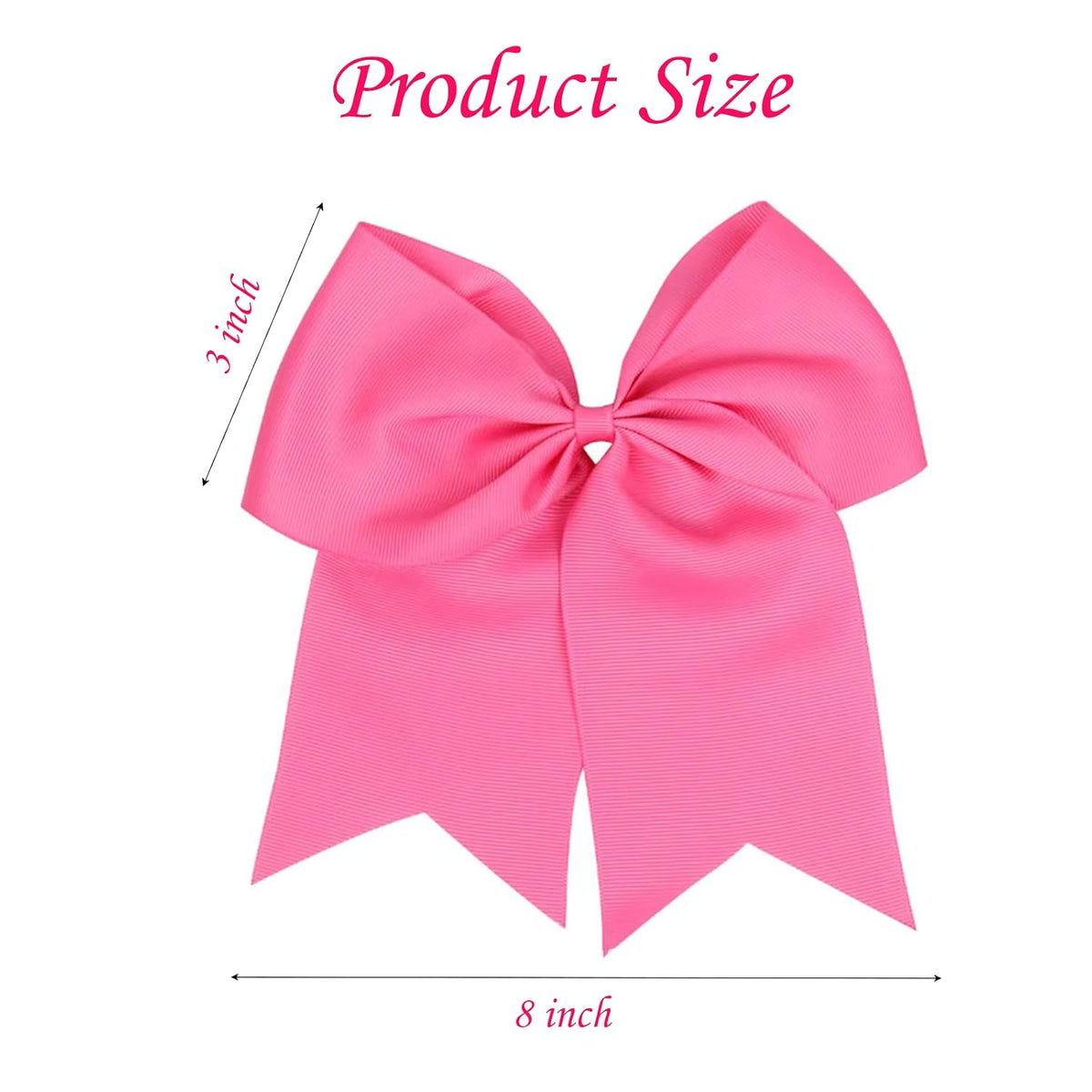 16 Pcs Large Cheer Hair Bows Grosgrain Ribbon Elastic Bands Handmade Ponytail Holder For Cheerleading Girls School College Sports Valentine'S Day (Large Pink)