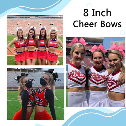 16 Pcs Large Cheer Hair Bows Grosgrain Ribbon Elastic Bands Handmade Ponytail Holder For Cheerleading Girls School College Sports Valentine'S Day (Large Pink)