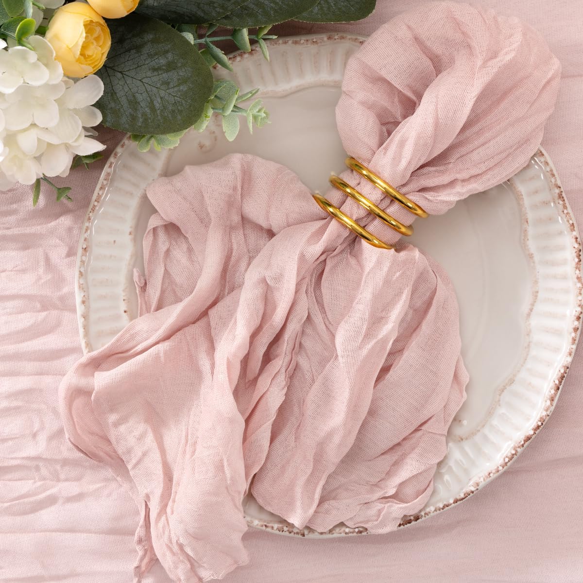 Dusty Pink Cheesecloth Napkins Pink Cloth Napkins Bulk,Set of 50