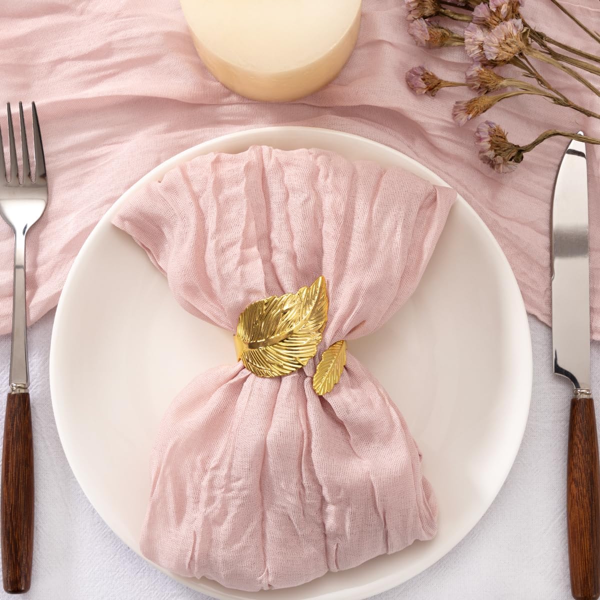 Dusty Pink Cheesecloth Napkins Pink Cloth Napkins Bulk,Set of 50
