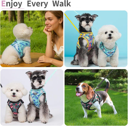 Step in Dog Harness with Leash Set, Adjustable Soft Padded and Breathable Mesh for Small Sized Dog, Reflective No Pull No Choke Cat Vest Harness, Easy Control Pet Vest, Pink L