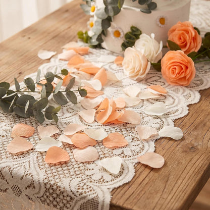 600 PCS Crepe Paper Rose Flower Petals for Wedding Flower Girl to Throw Petals for Romantic Night Centerpieces Baby Shower Valentine's Day Decor (peach white)