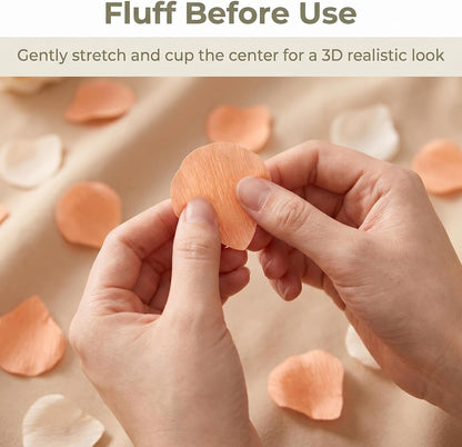 600 PCS Crepe Paper Rose Flower Petals for Wedding Flower Girl to Throw Petals for Romantic Night Centerpieces Baby Shower Valentine's Day Decor (peach white)